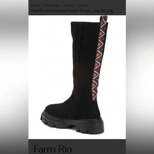 NWOT Farm Rio zip suede knee high boots